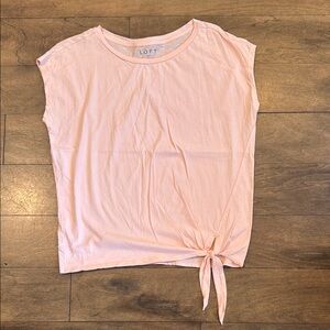 LOFT Peach colored Tie-Front Cap Sleeve T-Shirt